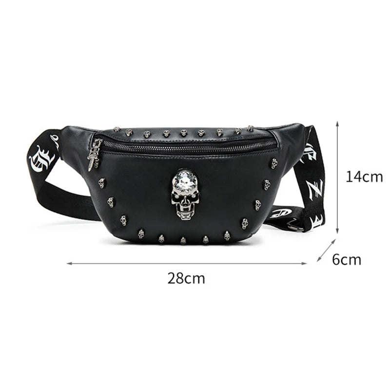 Skull Pattern Fanny Pack Hip Packs Multifunction Outdoor Male Waist Pack