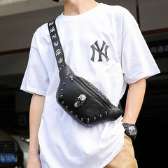 Skull Pattern Fanny Pack Hip Packs Multifunction Outdoor Male Waist Pack