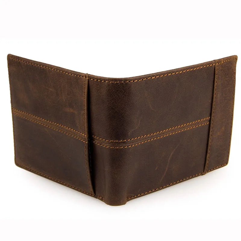 RFID Blocking Wallet Bifold Vintage Oil Waxing Leather Carteira Masculina