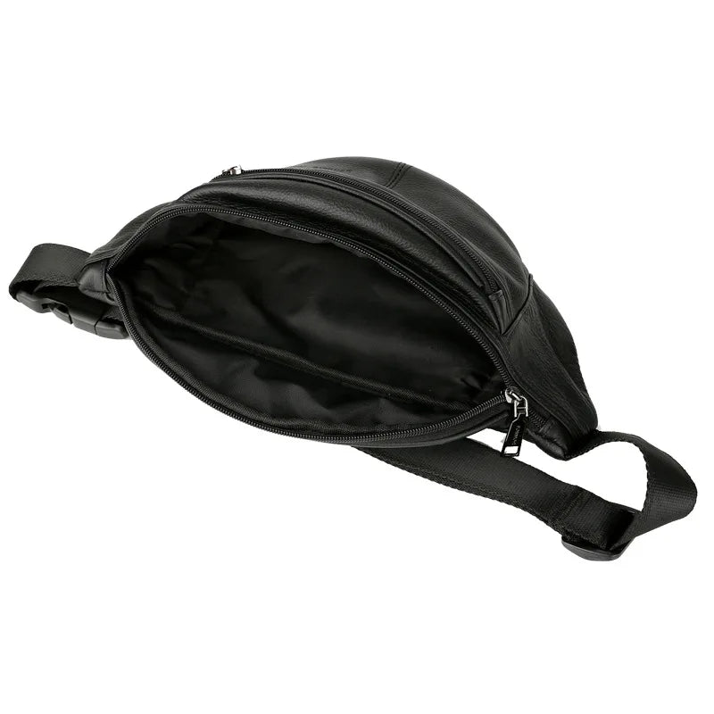 Men Retro Leather Waist Bags High Quality Cowskin Fanny Pack