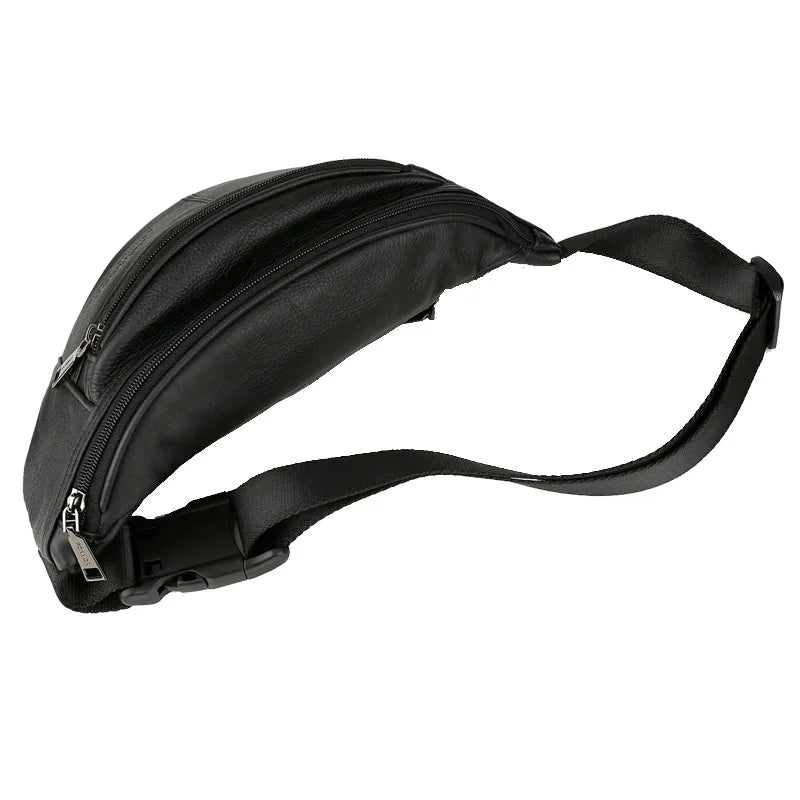 Men Retro Leather Waist Bags High Quality Cowskin Fanny Pack