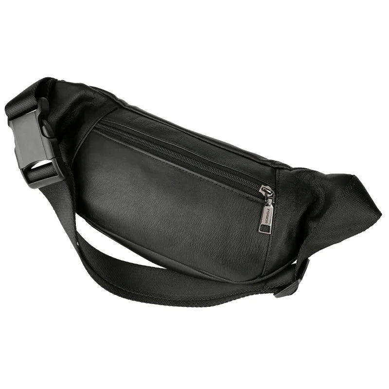 Men Retro Leather Waist Bags High Quality Cowskin Fanny Pack