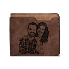 Men Short Personalized Picture Text Purse Carving Photo Wallet Father's Gift