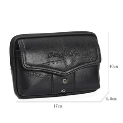 Men PU Leather Waist Packs Phone Pouch Bags Large Capacity Zipper Pourse