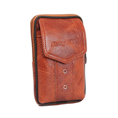 Men PU Leather Waist Packs Phone Pouch Bags Large Capacity Zipper Pourse