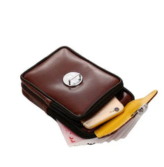 Men Double-deck Cellphone Fanny Packs Belt Bag Geometric Waist Packs