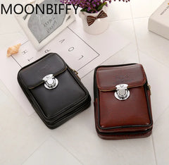 Men Double-deck Cellphone Fanny Packs Belt Bag Geometric Waist Packs