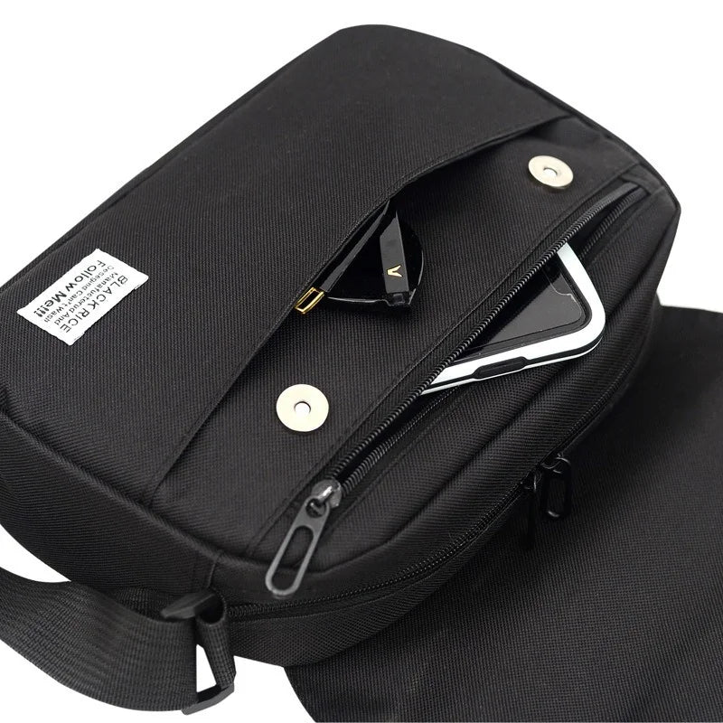 Men Small Oxford Shoulder Messenger Bags Solid Leisure Satchels Crossbody Street