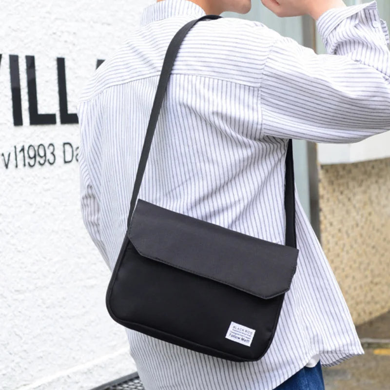 Men Small Oxford Shoulder Messenger Bags Solid Satchel Crossbody Street Bag