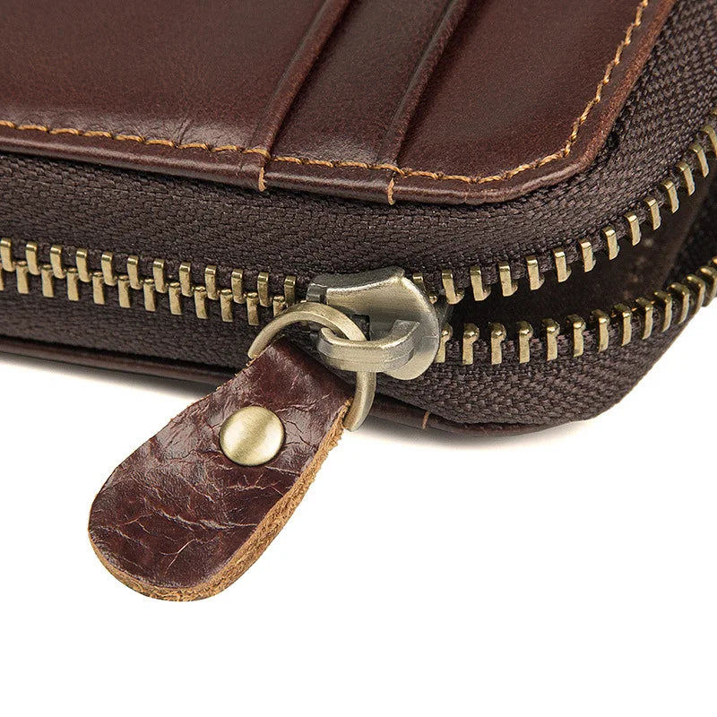 Men Ultra Slim Wallet RFID Blocking Small Money Clip Crazy Horse Leather Purse