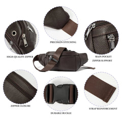 Men Waist Bag Fanny Pack Leather Running Waterproof Hiking Traveling