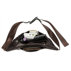 Men Waist Bag Fanny Pack Leather Running Waterproof Hiking Traveling
