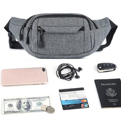 Men Waist Bag Pack Large Phone Belt Bag Pouch Canvas Travel Motorcycle Bag