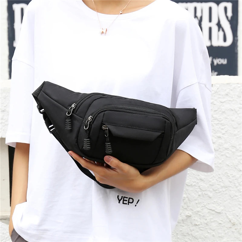 Men Waist Bag Pack Large Phone Belt Bag Pouch Canvas Travel Motorcycle Bag