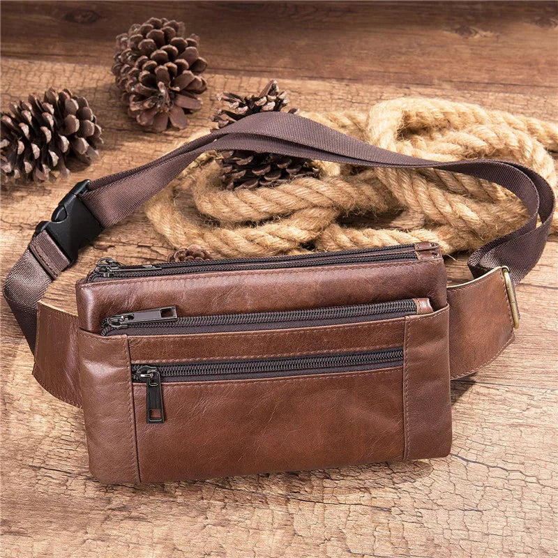 Men Leather Waist Bag Travel Purse Casual Belt Bags Heuptas Hip Bags