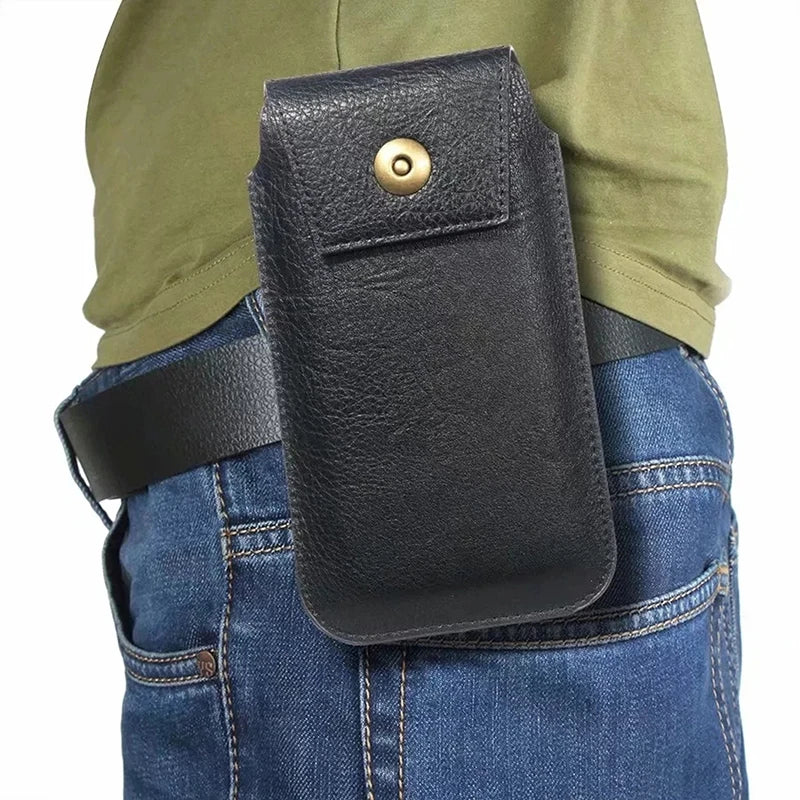 Men Waist Bag Phone Bags Pu Leather Fanny Classic Texture Creative Delicate