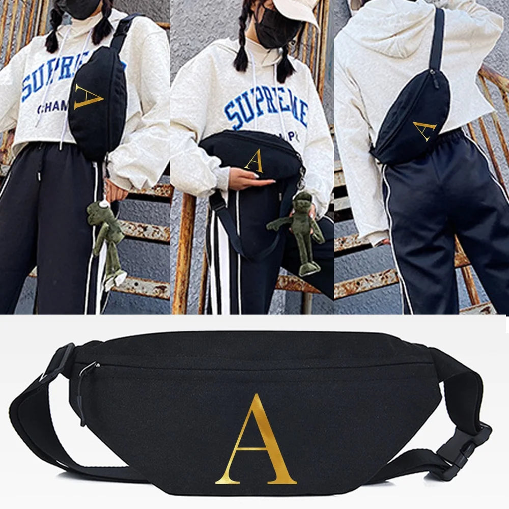 Letter I Print Waist Bag Crossbody Shoulder Travel Purse Pouch