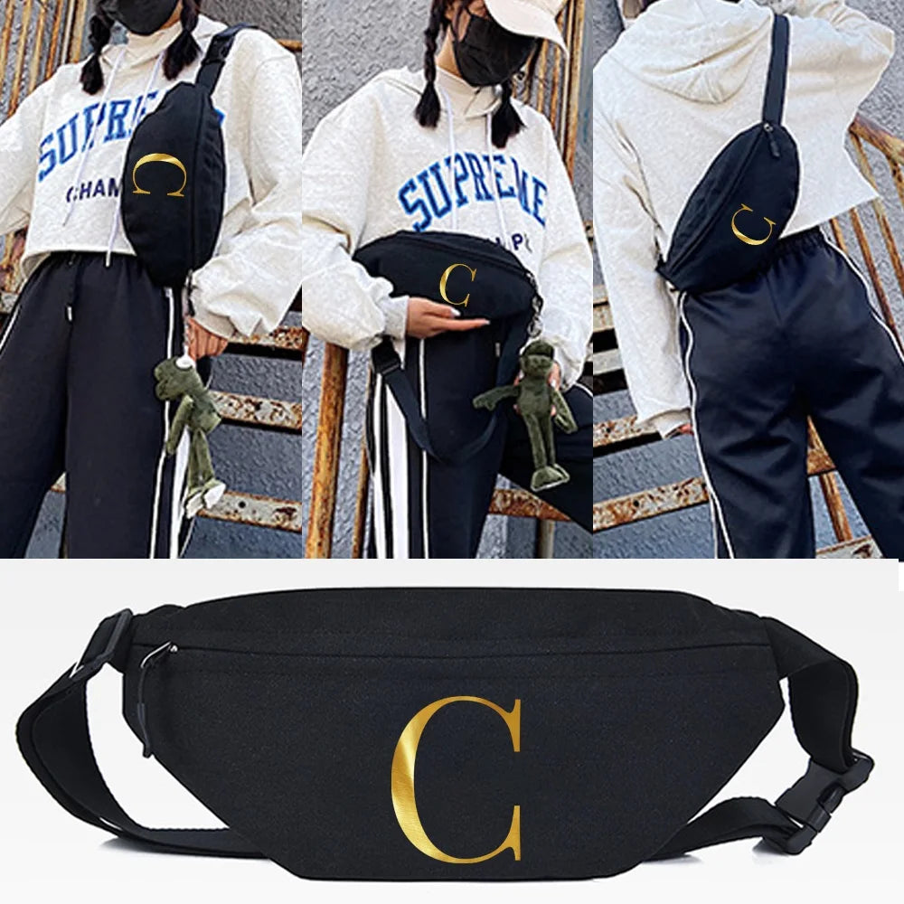 Letter I Print Waist Bag Crossbody Shoulder Travel Purse Pouch