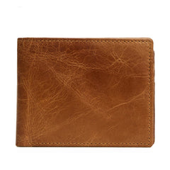 Short Bifold Leather Wallet with Coin Pocket for Men