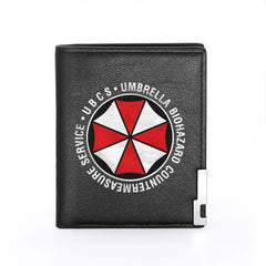 Men Wallet Leather Umbrella Corporation Printing Billfold Slim