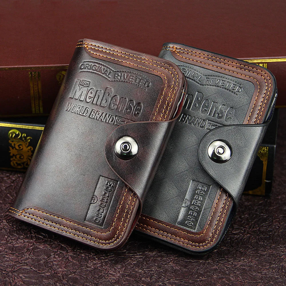 Men Wallet Magnetic Snap Clutch Bag Leather Carteira Purse