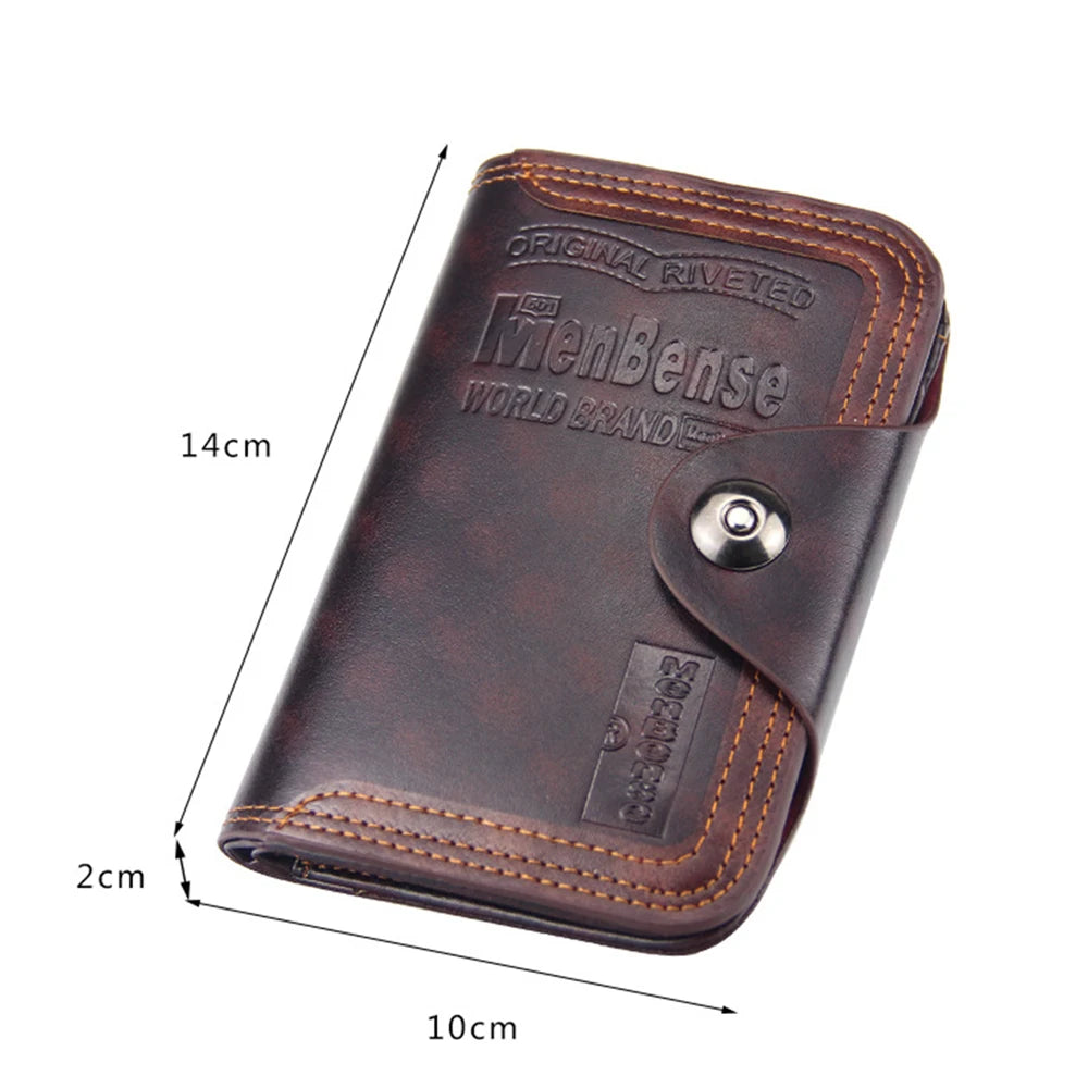 Men Wallet Magnetic Snap Clutch Bag Leather Carteira Purse