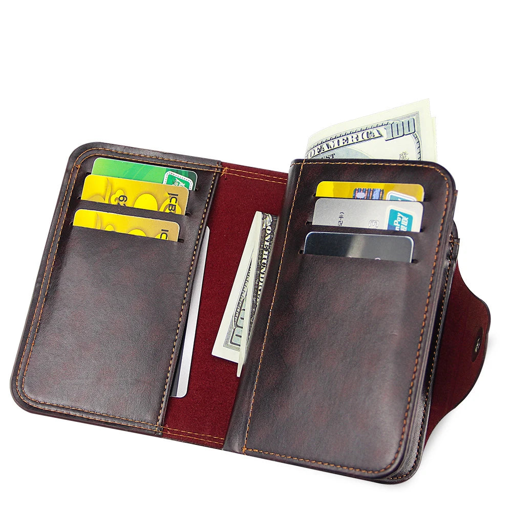 Men Wallet Magnetic Snap Clutch Bag Male Wallet Leather Compartment