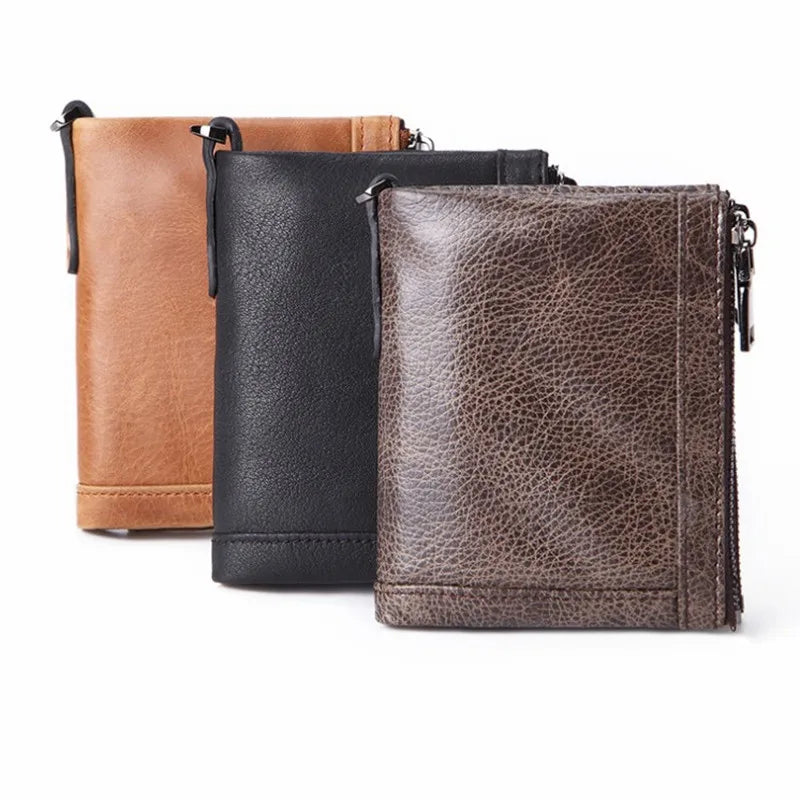 Oil Wax Cowhide Leather Men Wallet Coin Purse Clutch Hasp Retro Short Wallet