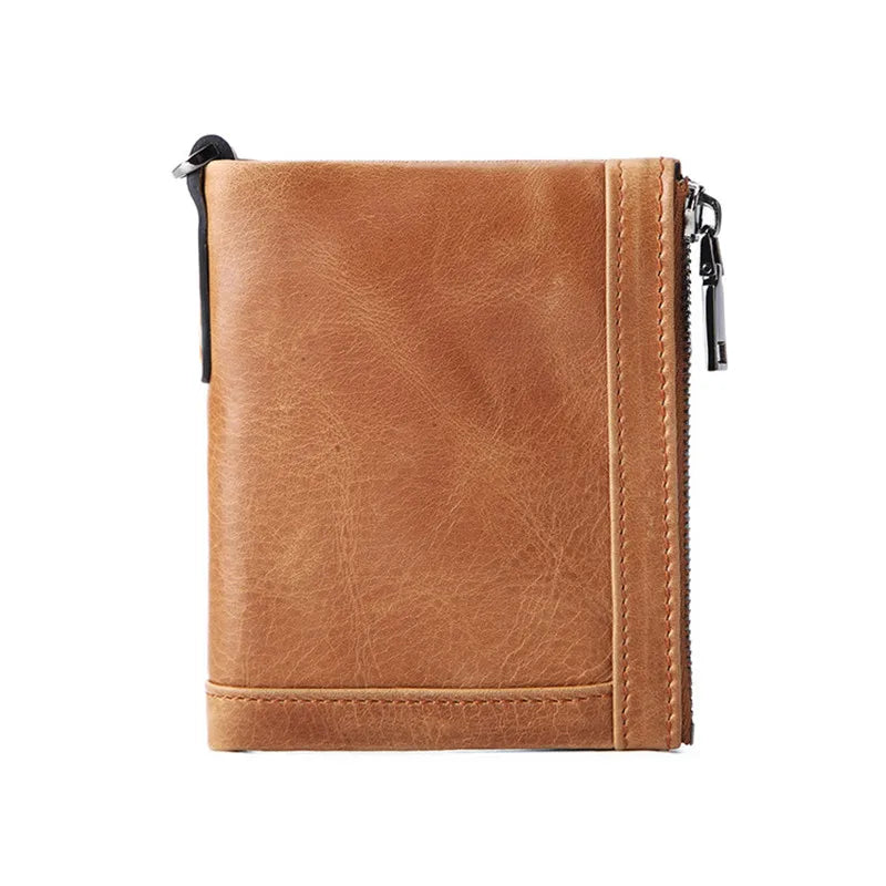 Oil Wax Cowhide Leather Men Wallet Coin Purse Clutch Hasp Retro Short Wallet