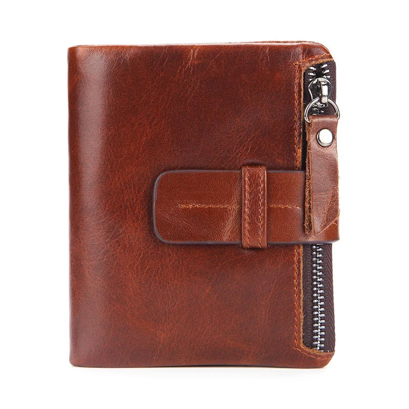 Men Wallet Oil Wax Cowhide Leather Wallets Coin Purse Clutch