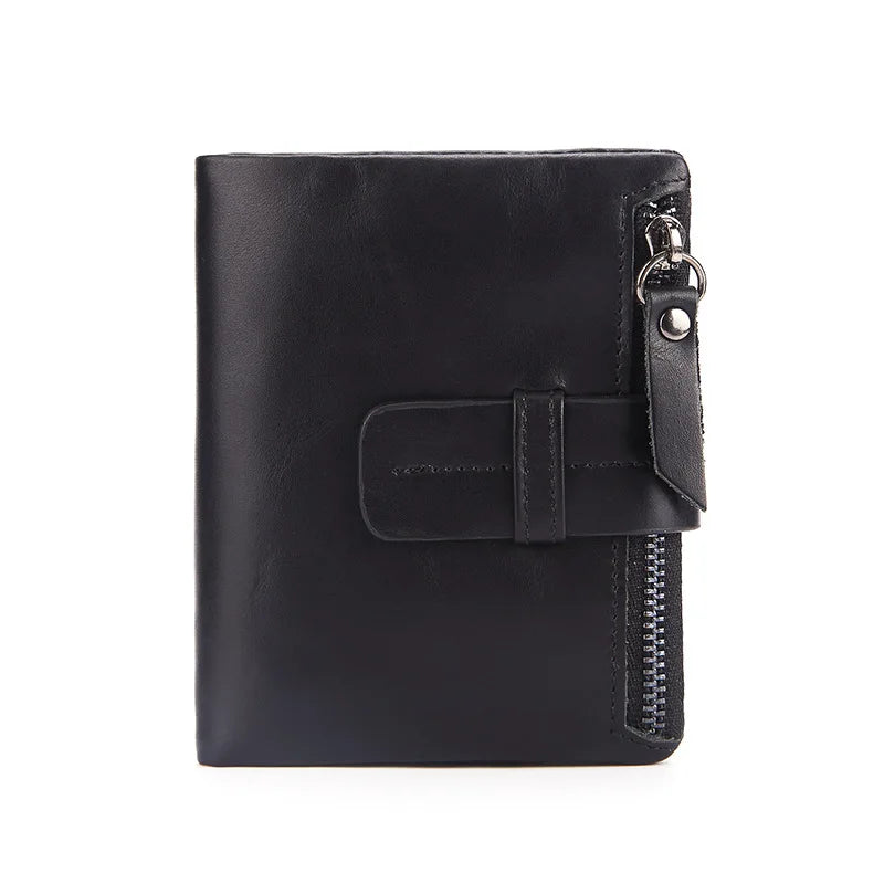 Men Wallet Oil Wax Cowhide Leather Wallets Coin Purse Clutch