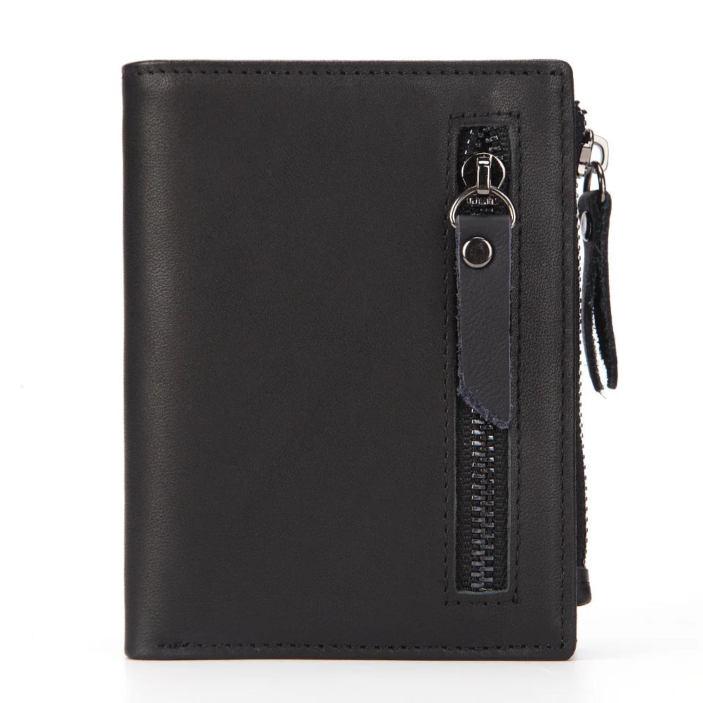 Men Wallet Oil Wax Cowhide Leather Wallets Coin Purse Clutch