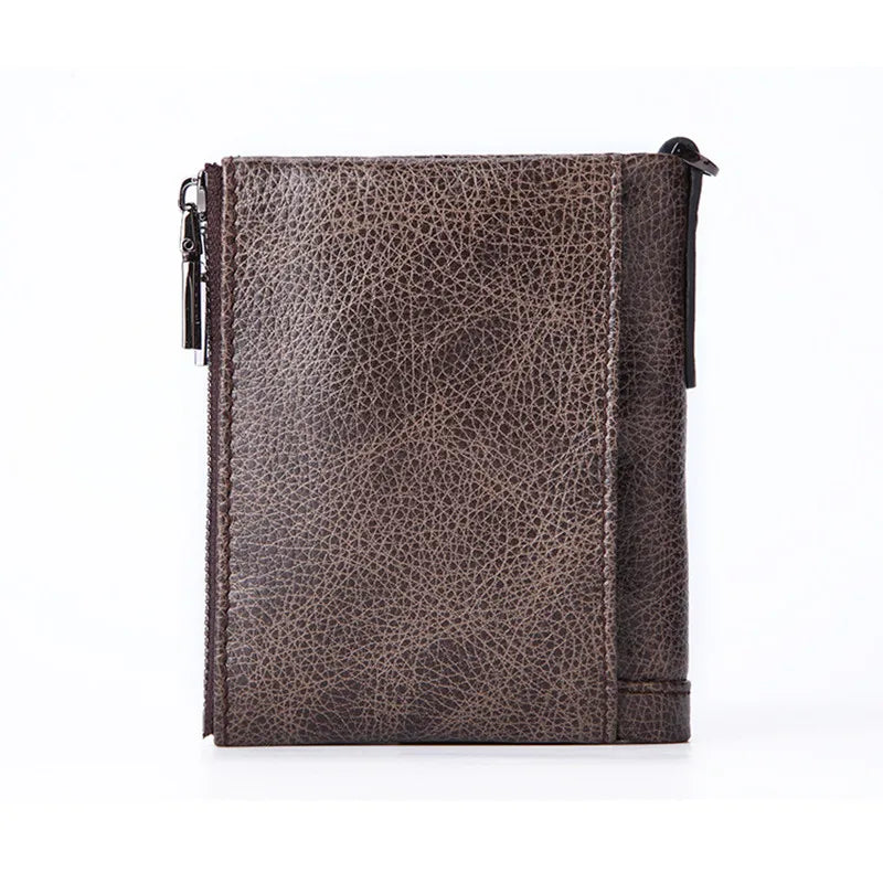 Oil Wax Cowhide Leather Men Wallet Coin Purse Clutch Hasp Retro Short Wallet
