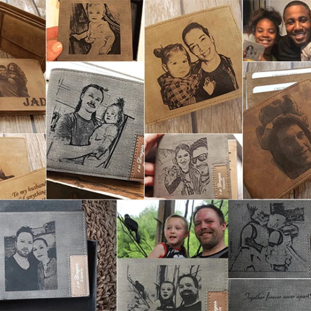 Personalized Men's Photo Wallet with PU Leather - Birthday Gift