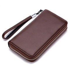 Men Leather Zipper Clutch Bag Long Wallet Genuine Leather