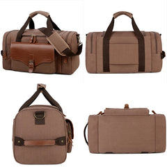 Men Weekend Bag Canvas Leather Carry-on Luggage Tote Utility Travel Bag