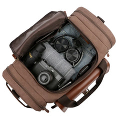 Men Weekend Bag Canvas Leather Carry-on Luggage Tote Utility Travel Bag