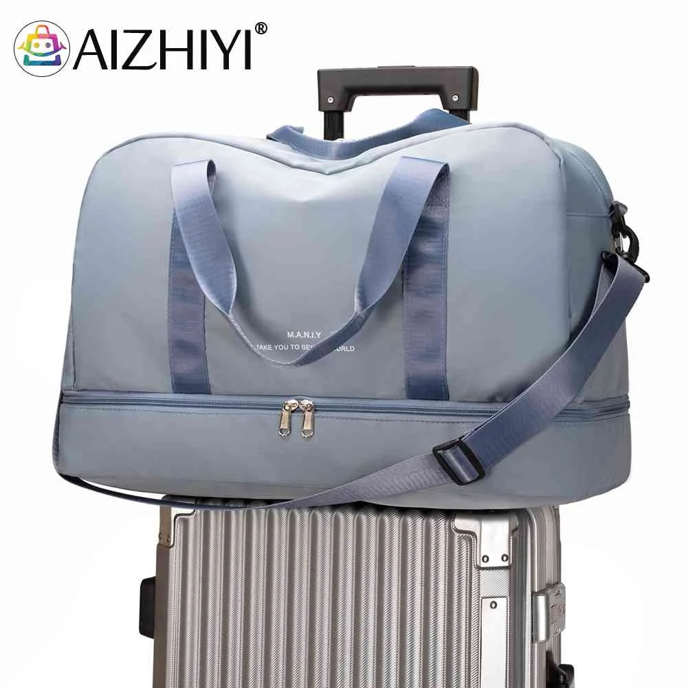 Men Women Crossbody Sport Bag Dry Wet Separation Travel Duffel Bag