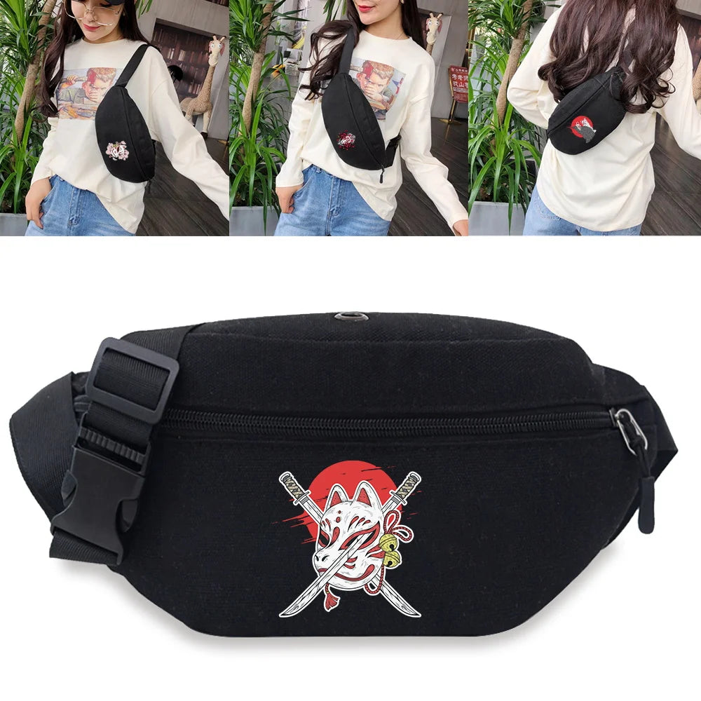 Unisex Mask Print Waist Bag Chest Pack Fanny Pack