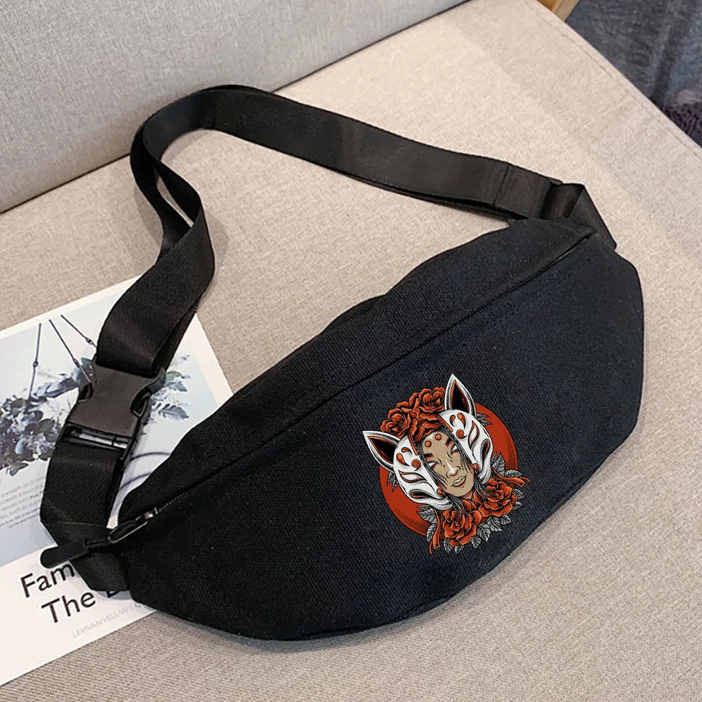 Unisex Mask Print Waist Bag Chest Pack Fanny Pack