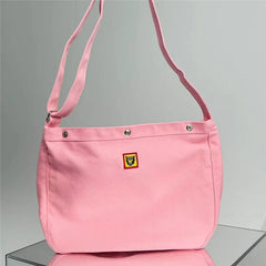 HUMAN Pink Shoulder Messenger Love Canvas Casual Bag