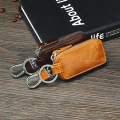 Leather Car Key Holders Housekeeper Retro Multifunctional Keychain Case