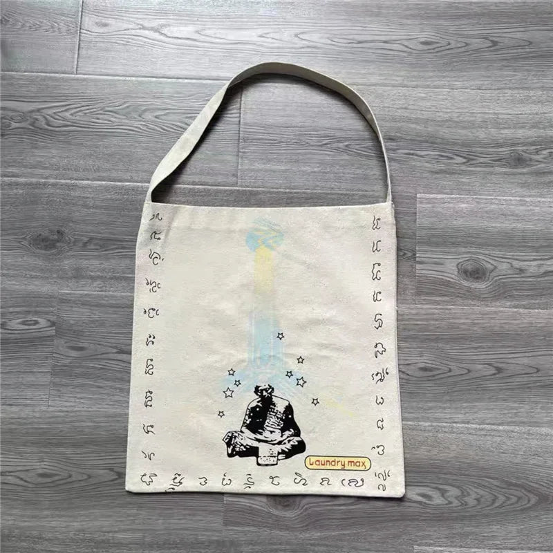 KAPITAL Vintage Canvas Oil Painting Couple Shoulder Bag