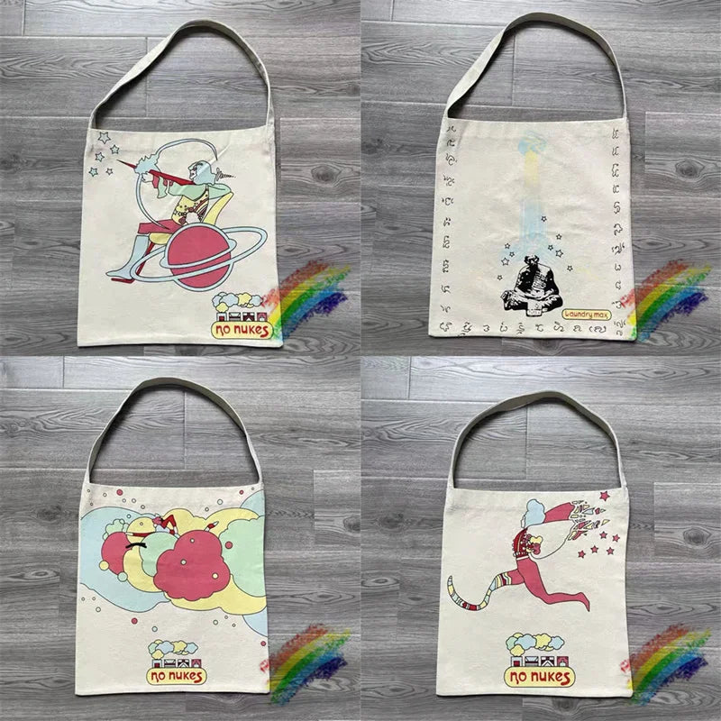 KAPITAL Vintage Canvas Oil Painting Couple Shoulder Bag