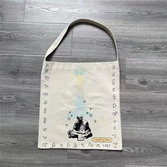 KAPITAL Vintage Canvas Oil Painting Couple Shoulder Bag