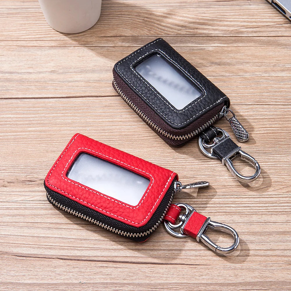 Men Women Key Holder for Car Keys Wallet Pouch Bag Leather Keychain