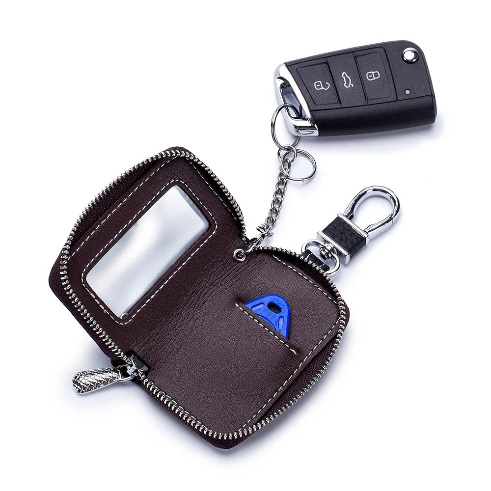 Men Women Key Holder for Car Keys Wallet Pouch Bag Leather Keychain