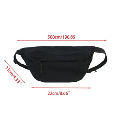 Men Women Large Capacity Canvas Fanny Pack Harajuku Solid Zipper Waist Bag