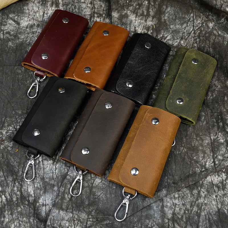 Leather Keycase Key Holder Crazy Horse Leather Wallets For Keys