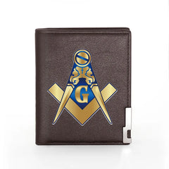 Leather Freemasonry Wallet Men Women Credit Card Holder Money Bag